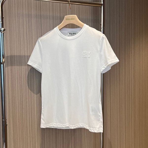 ◆大人気◆ ミュウミュウ 刺繍入りジャージーTシャツ コピー選べる2色 mys60916